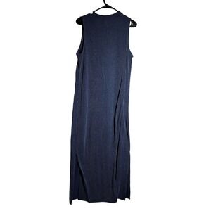 Grace Ribbed Mock Neck Sleeveless Maxi Dress Blue Size L